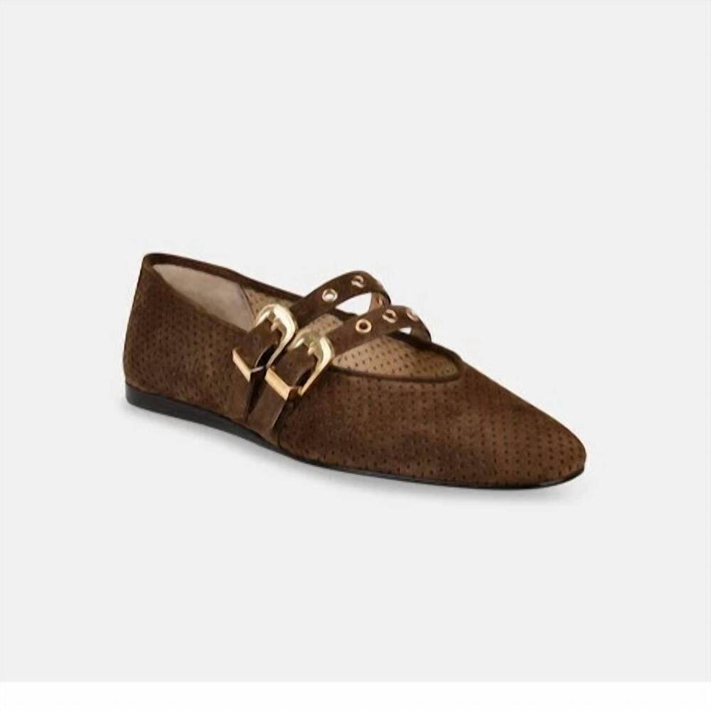 NEW DOLCE VITA women's baylee grommet flat shoes in dark brown suede